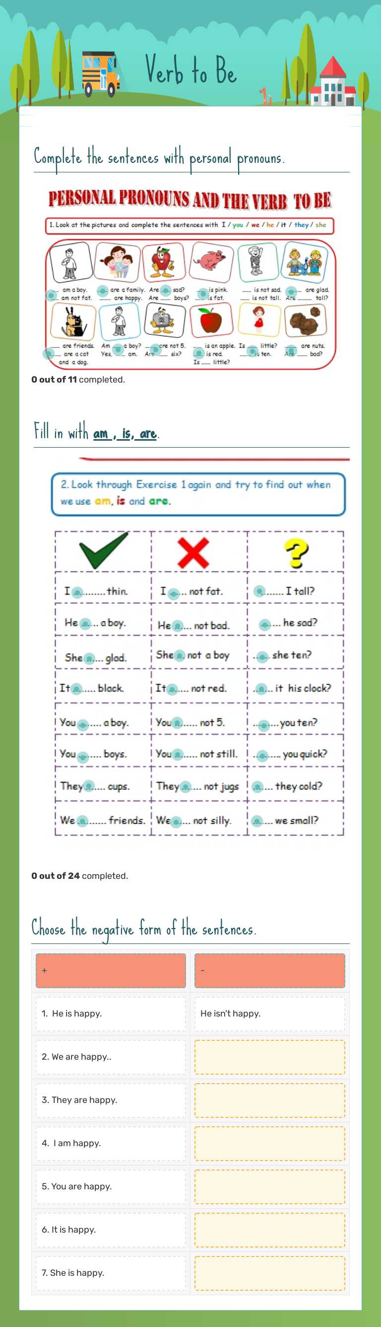 Verb to Be worksheet preview image