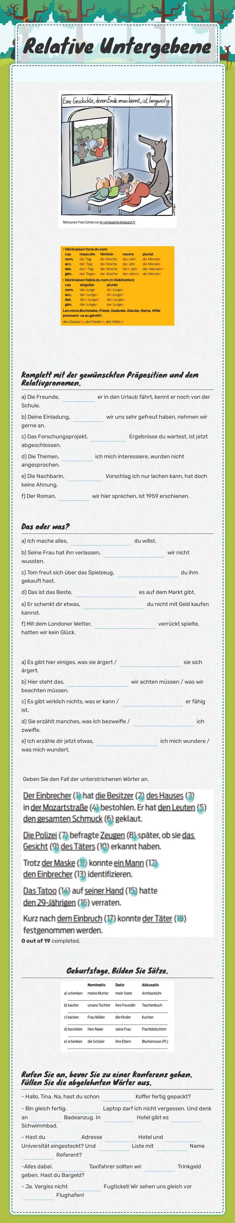 Relative Untergebene worksheet preview image