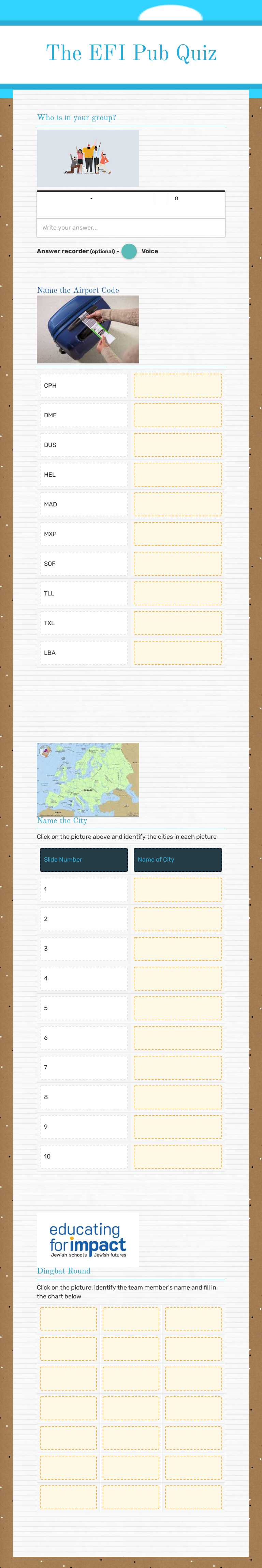 The EFI Pub Quiz Other worksheet preview