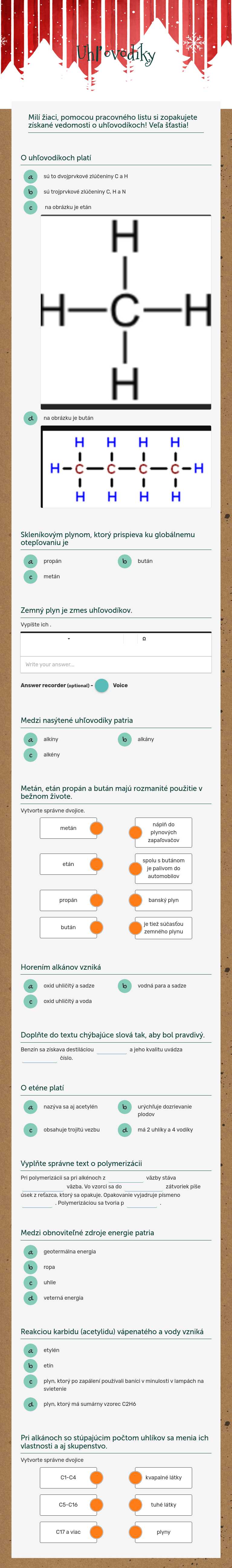 Uhľovodíky worksheet preview image