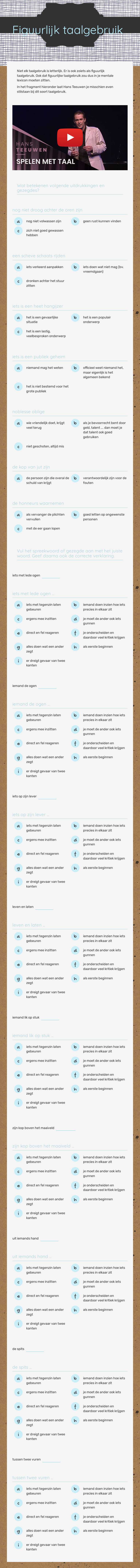 Figuurlijk taalgebruik worksheet preview image