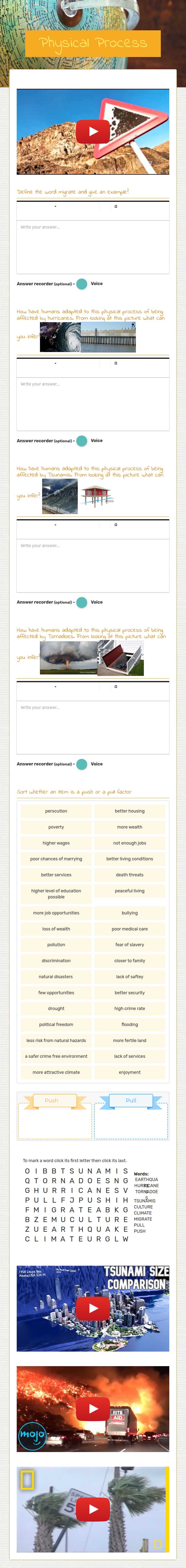 Physical Process worksheet preview image