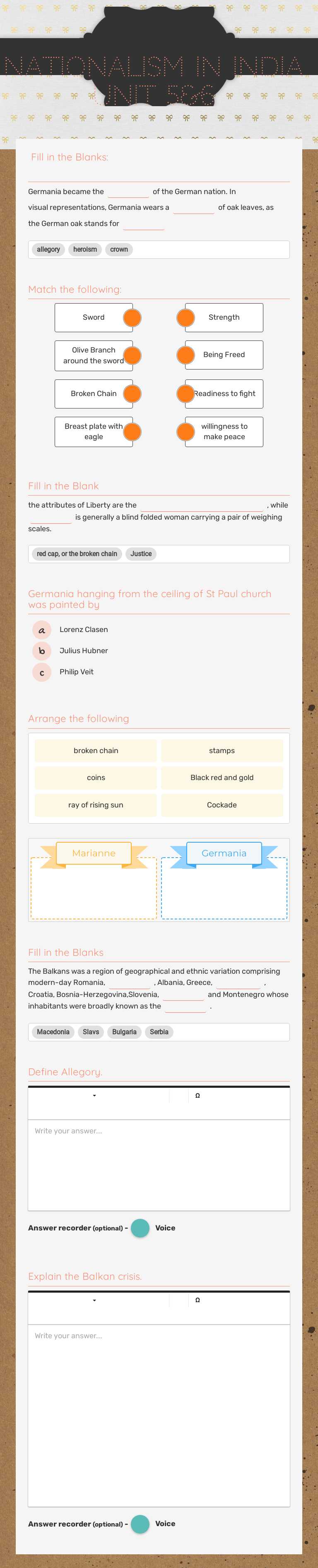 Nationalism in India Unit 5&6 worksheet preview image