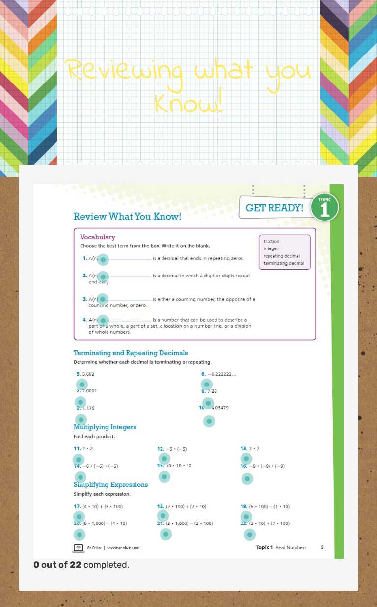 Reviewing what you Know! Grade 8 worksheet preview