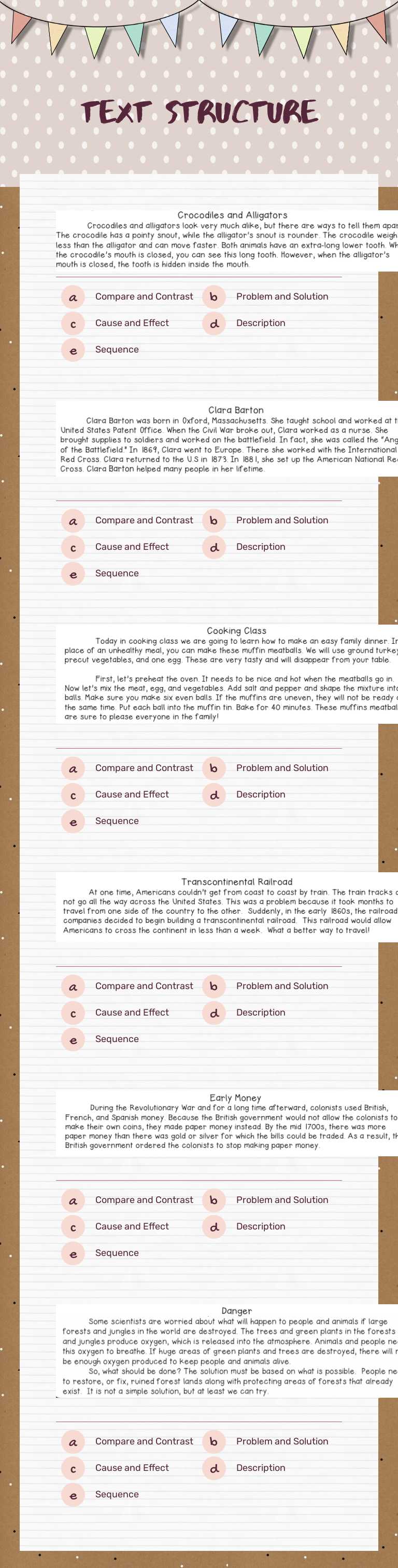 Text Structure Grade 4 worksheet preview