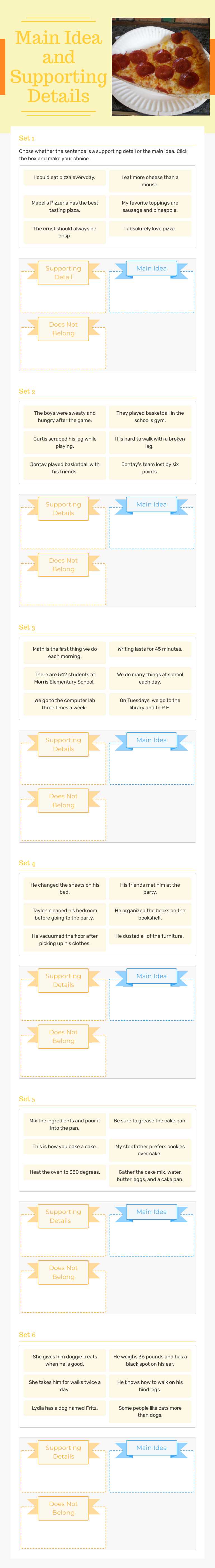 Main Idea and Supporting Details worksheet preview image