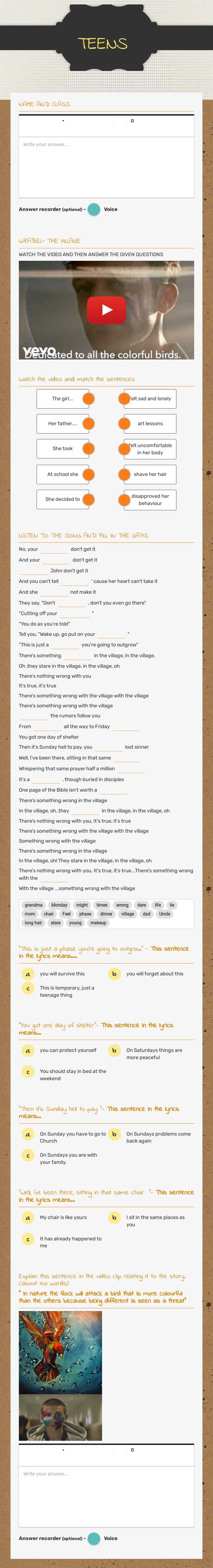 TEENS worksheet preview image