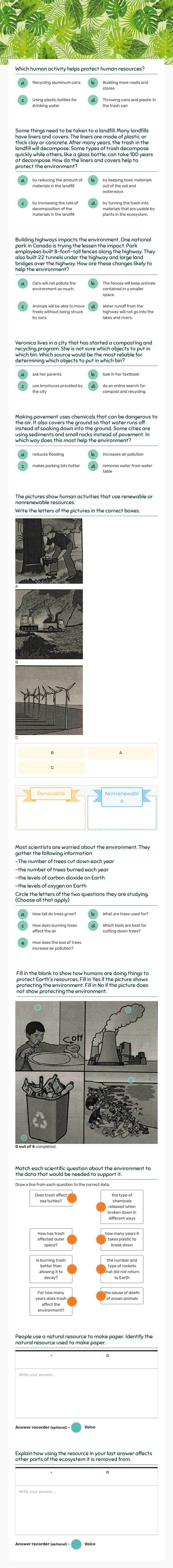 New 20/21 Post test Unit 7: Earth and Human Activities worksheet preview image