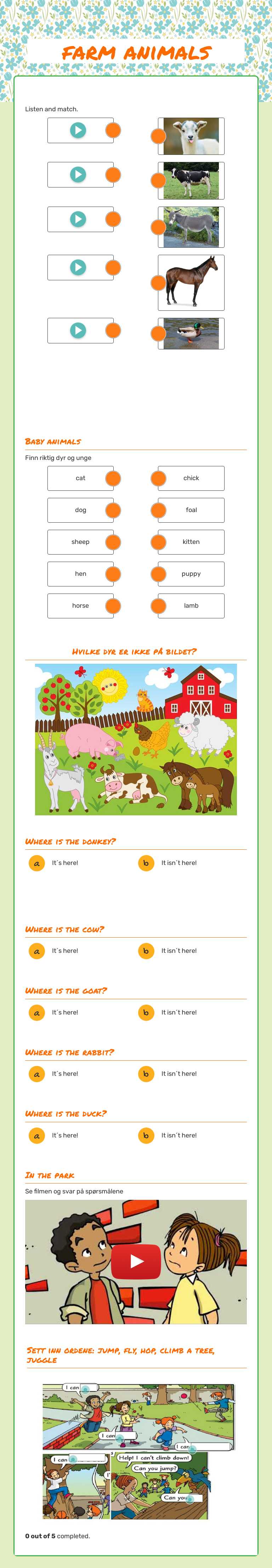 farm animals worksheet preview image