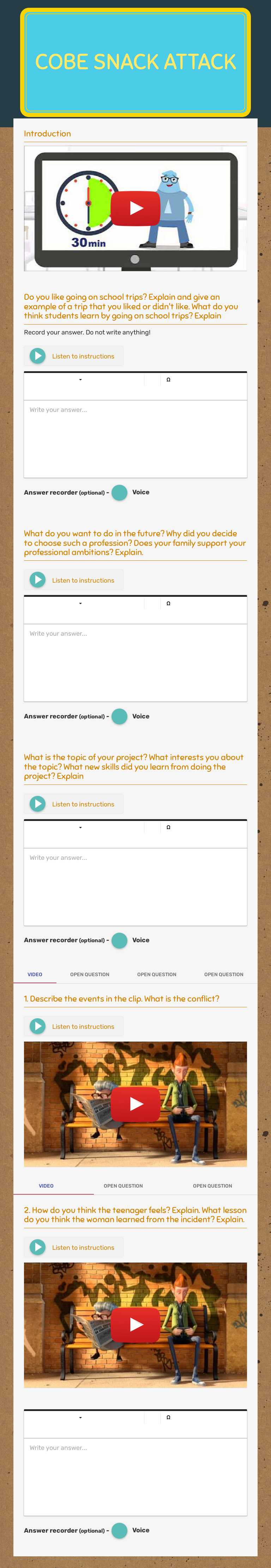 Cobe Snack Attack worksheet preview image
