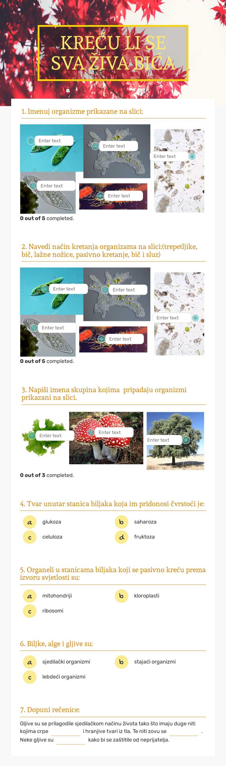 KREĆU LI SE SVA ŽIVA BIĆA worksheet preview image