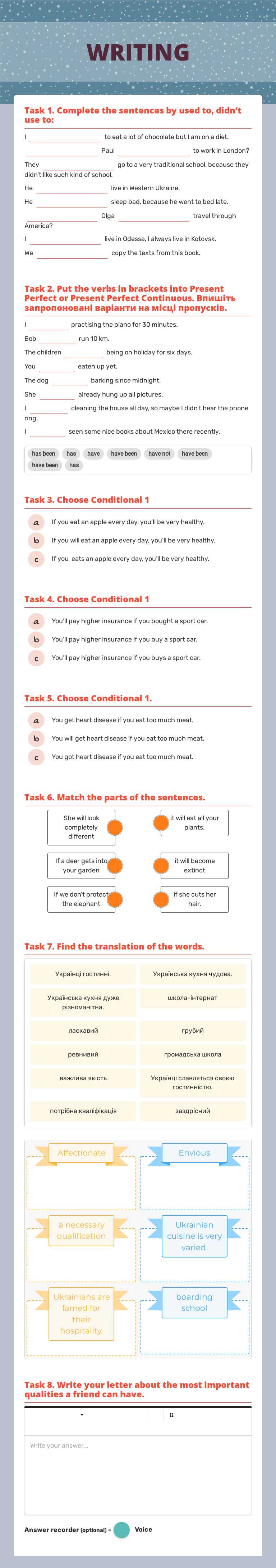 WRITING worksheet preview image