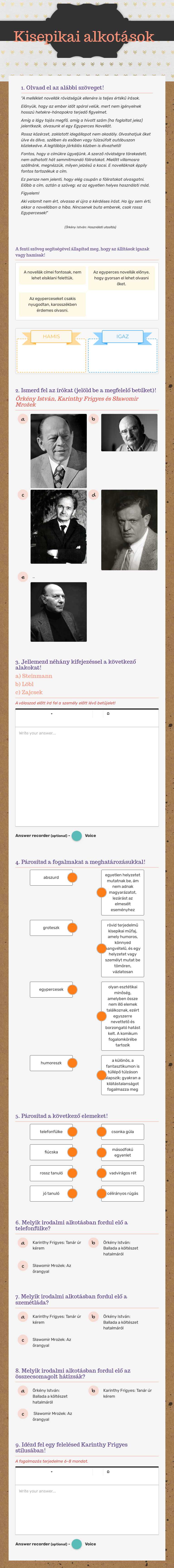 Kisepikai alkotások worksheet preview image