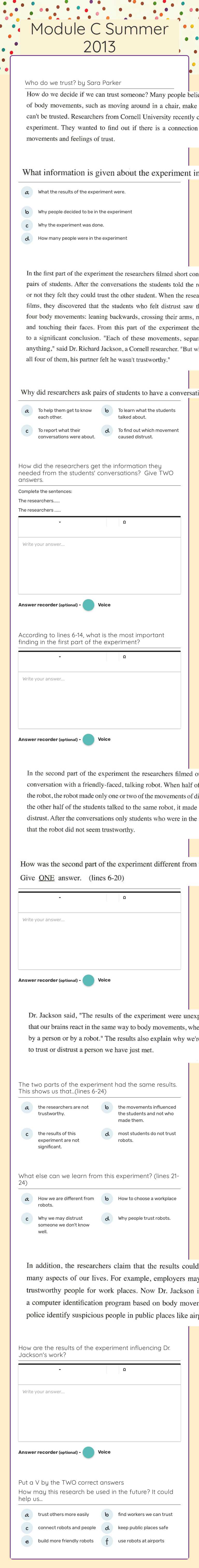 Module C Summer 2013 worksheet preview image