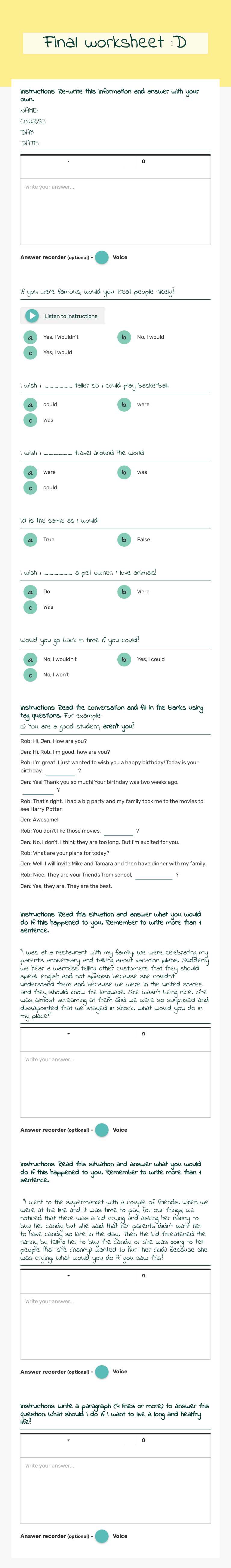Final worksheet :D Grade 10 worksheet preview