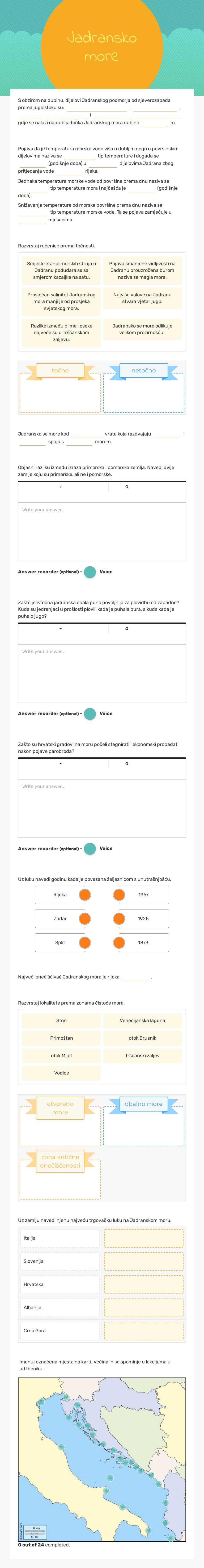 Jadransko more worksheet preview image