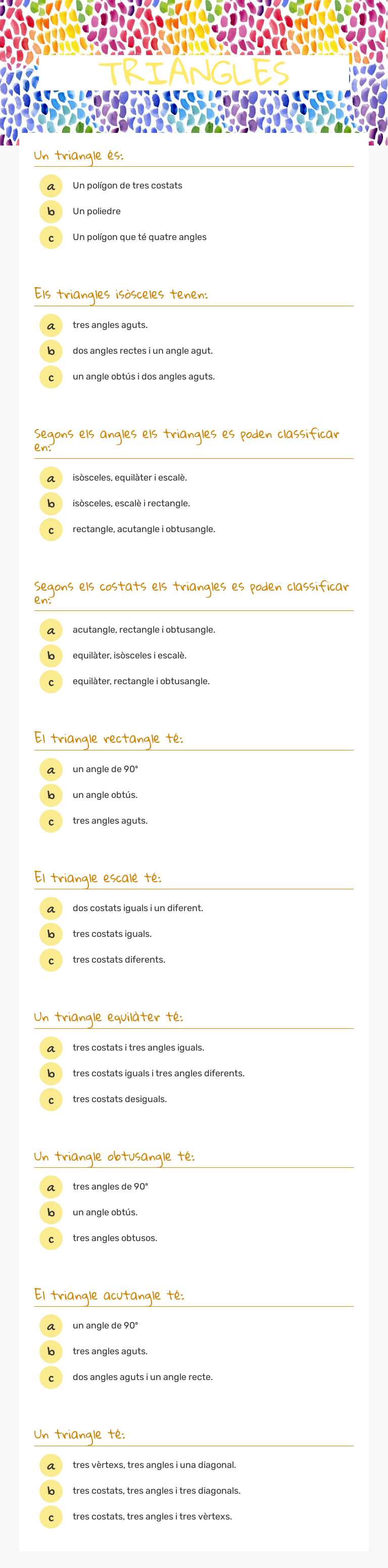 TRIANGLES worksheet preview image