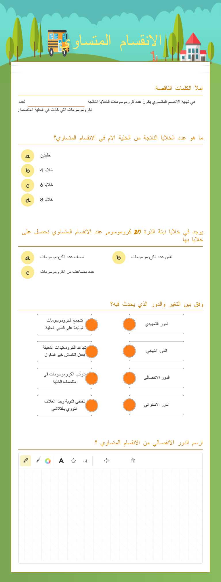 الانقسام المتساوي Grade 8 worksheet preview