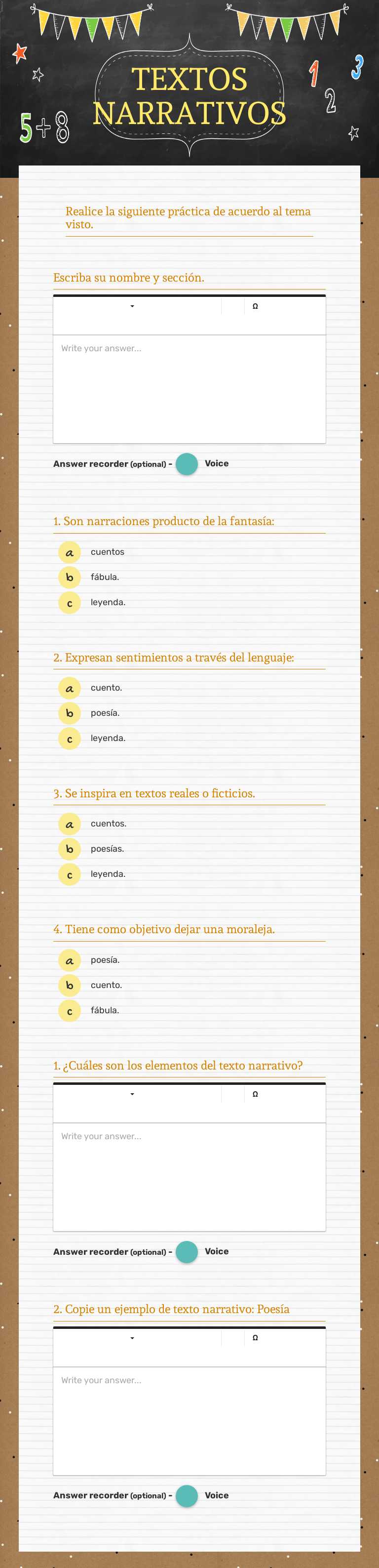 TEXTOS NARRATIVOS Grade 5 worksheet preview