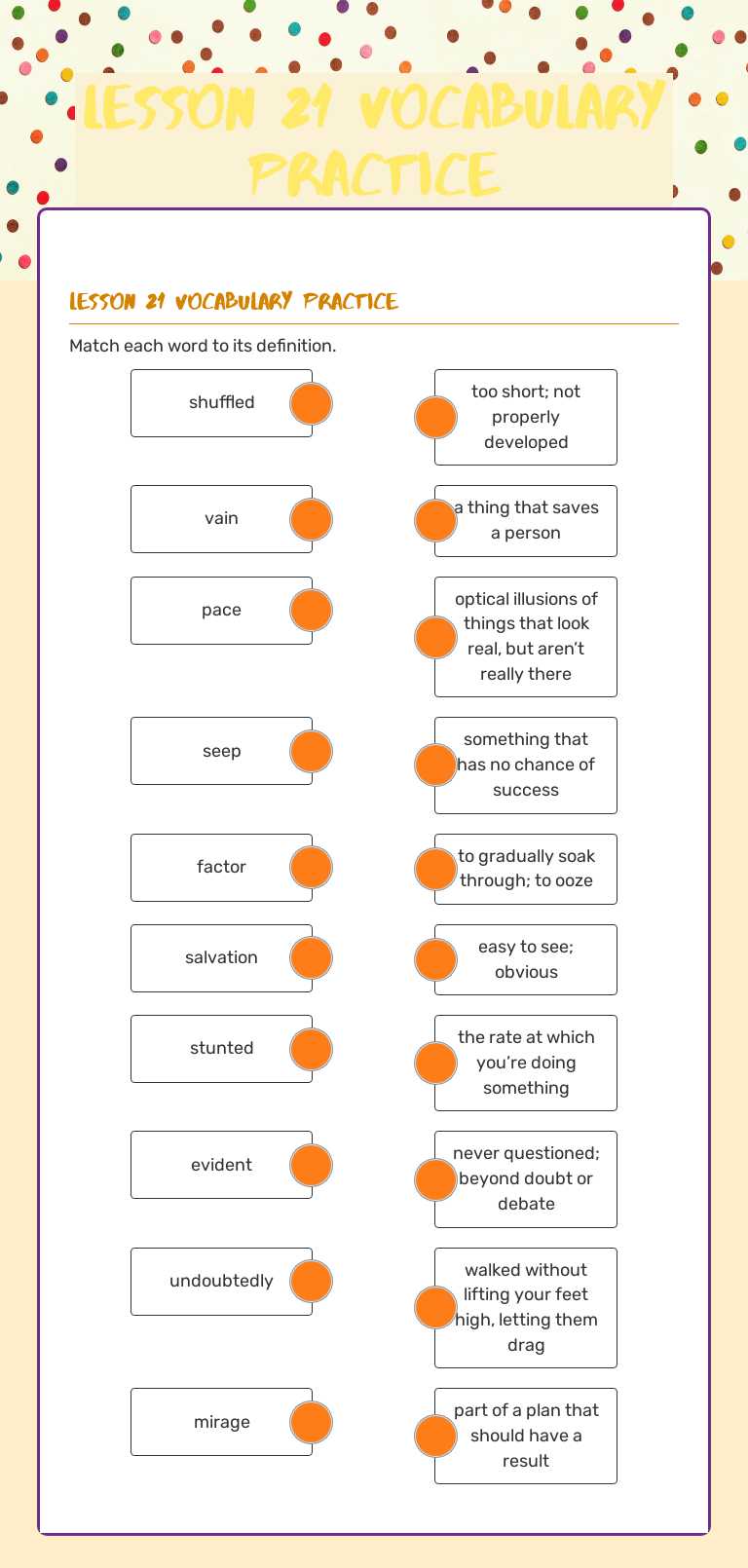 Lesson 21   Vocabulary Practice worksheet preview image