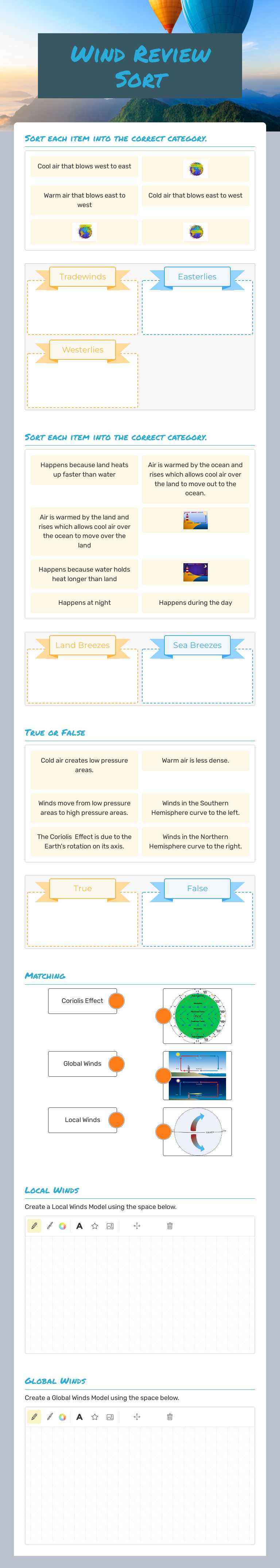 Wind Review Sort worksheet preview image