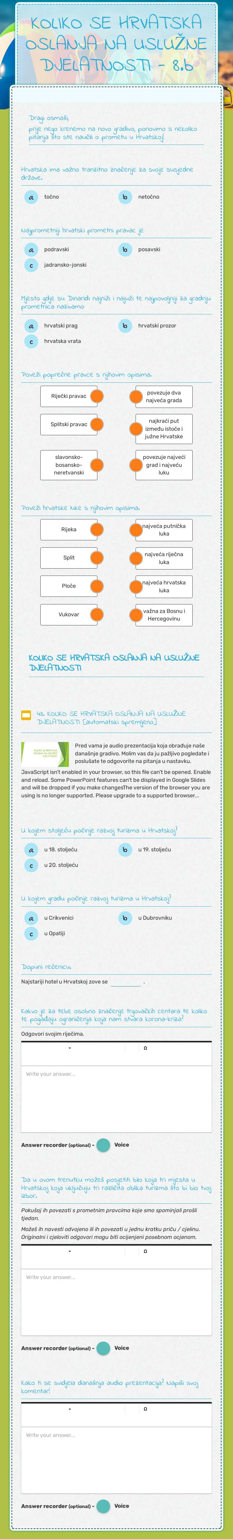 KOLIKO SE HRVATSKA OSLANJA NA USLUŽNE DJELATNOSTI - 8.b worksheet preview image