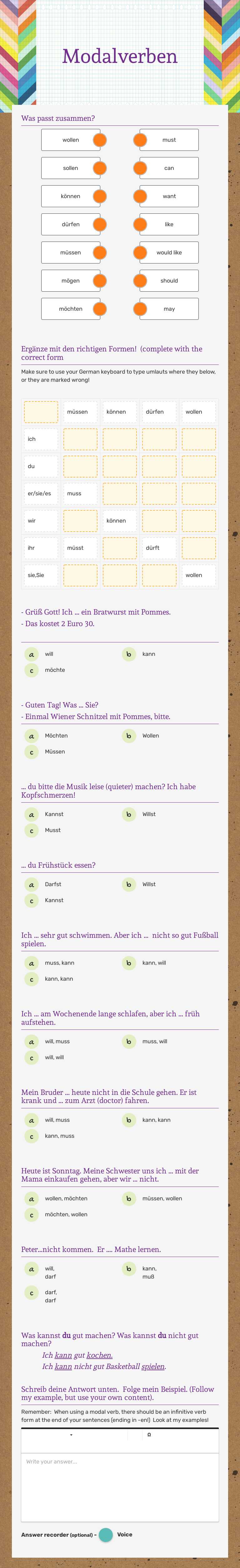 Modalverben worksheet preview image