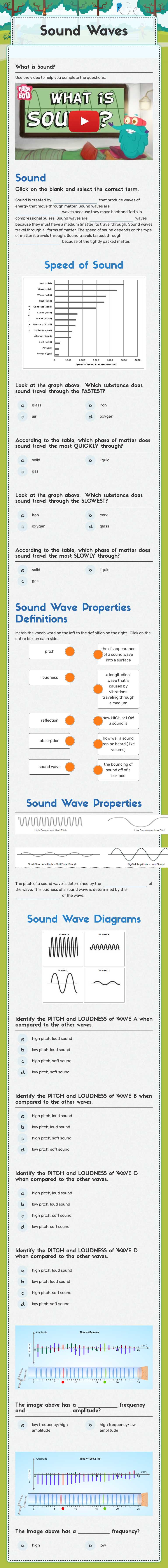 Sound Waves worksheet preview image