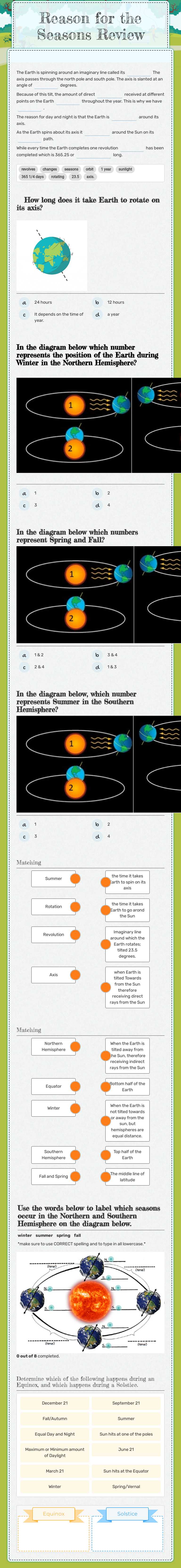 Seasons worksheet preview image