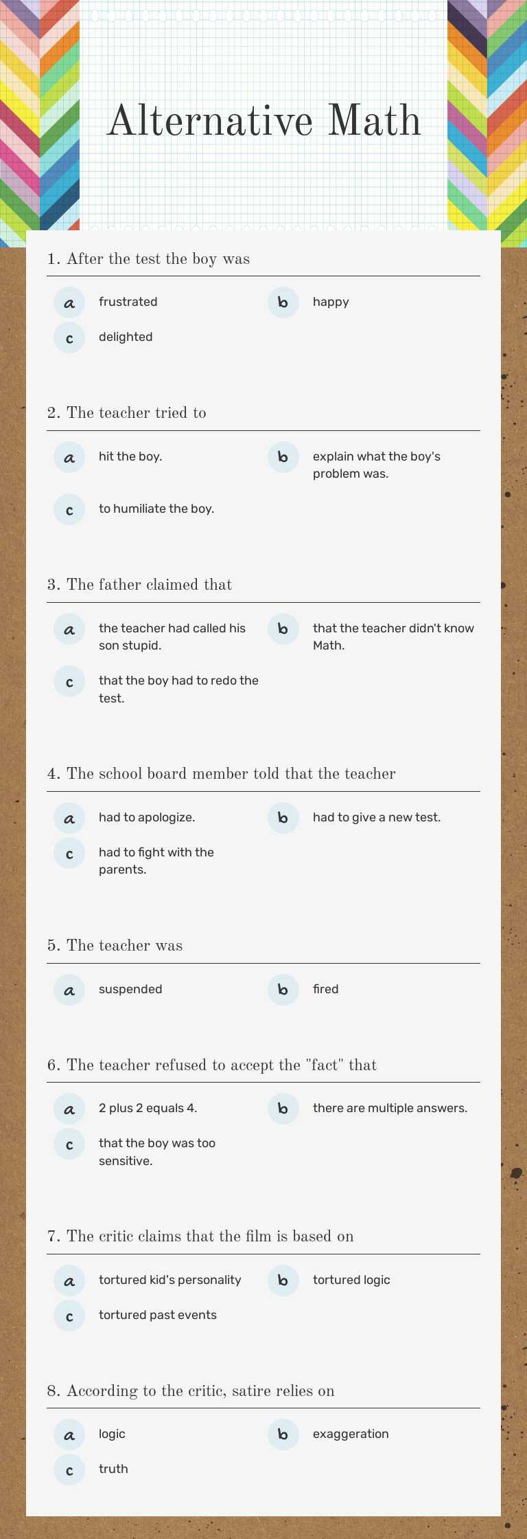 Alternative Math worksheet preview image