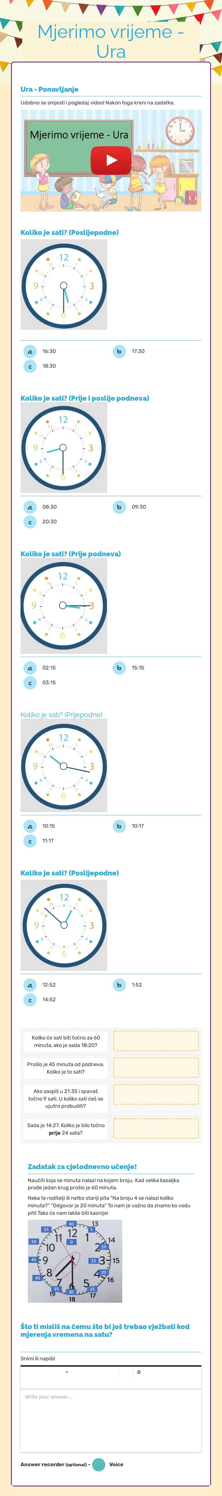 Mjerimo vrijeme - Ura worksheet preview image
