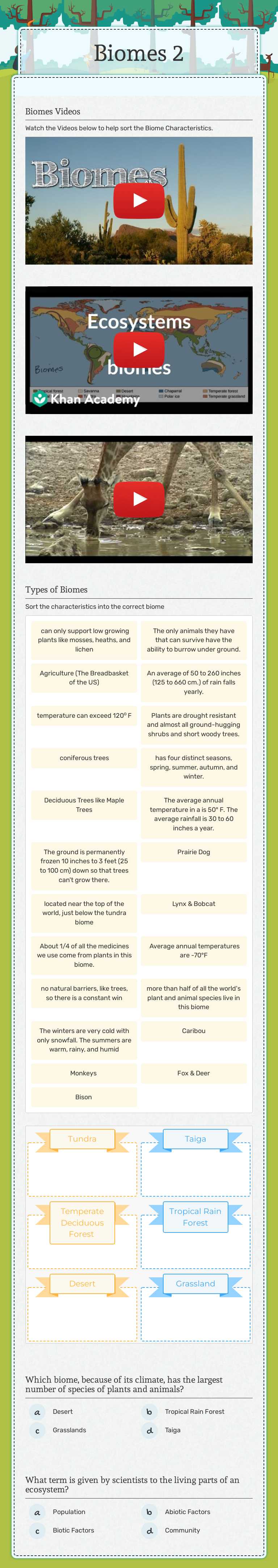 Biomes 2 worksheet preview image