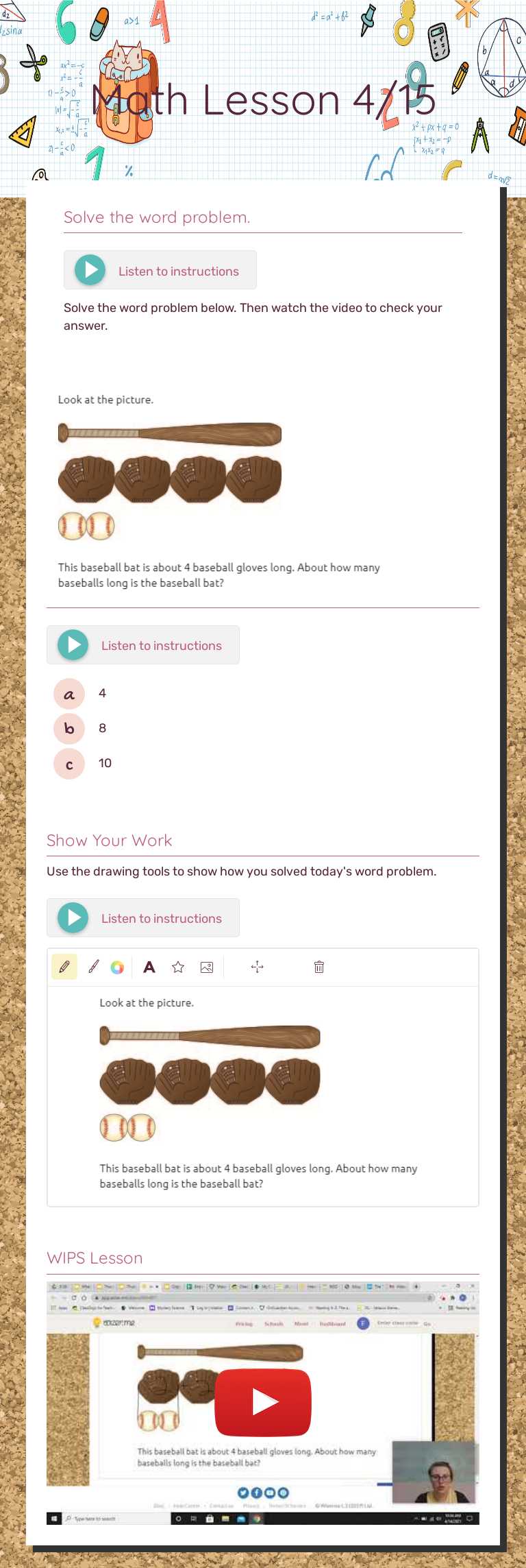 Math Lesson 4/15 worksheet preview image