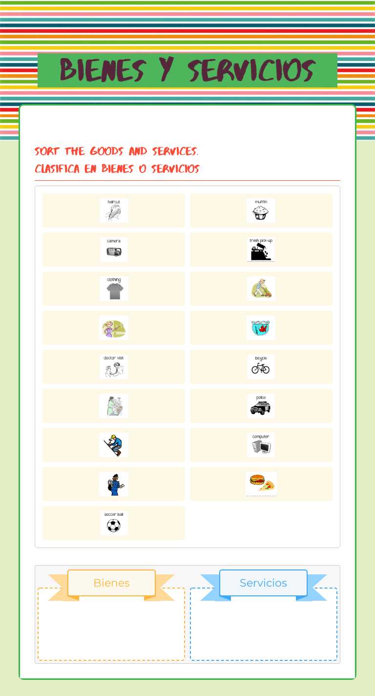 Bienes y servicios Preschool worksheet preview