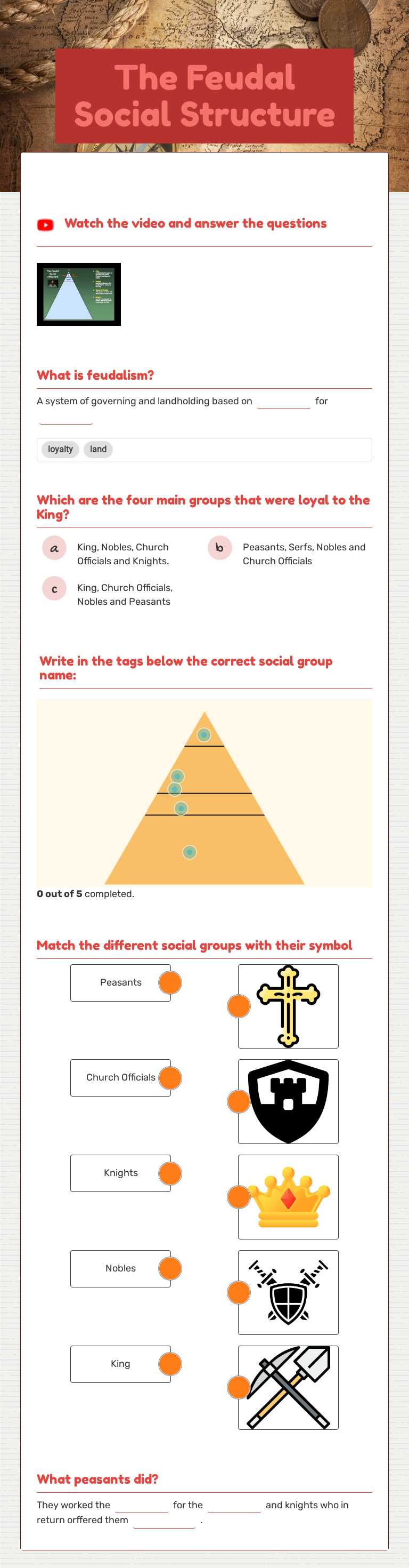 The Feudal Social Structure worksheet preview image