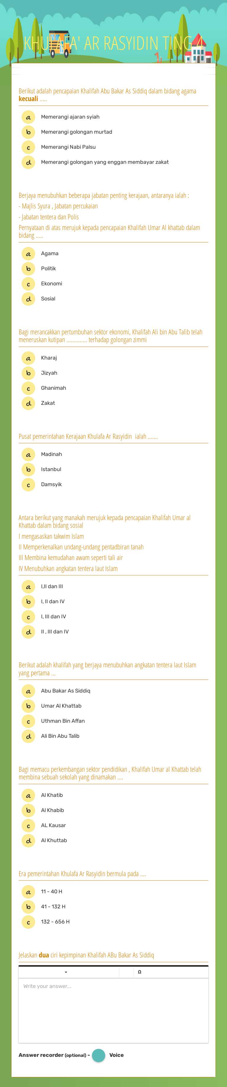 KHULAFA' AR RASYIDIN  TING 4 worksheet preview image