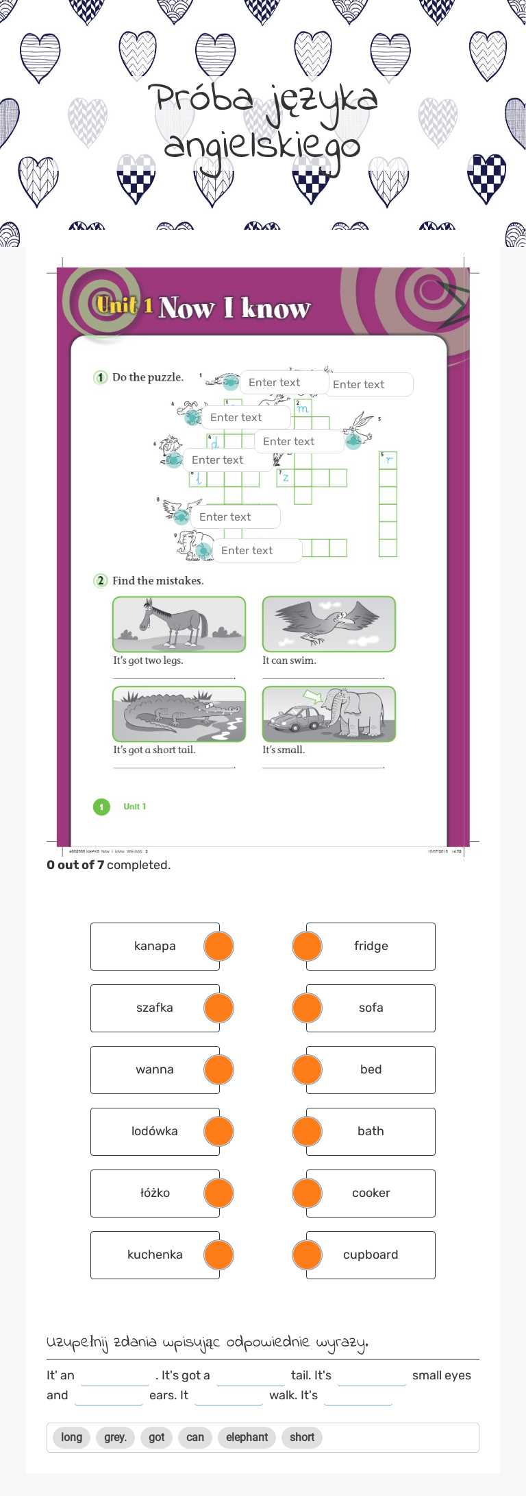 Próba języka angielskiego worksheet preview image