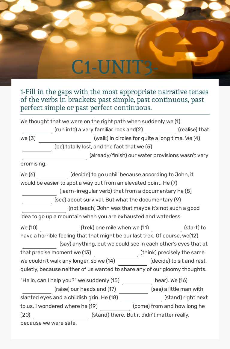 C1-UNIT3-PAST TENSES Grade 11 worksheet preview