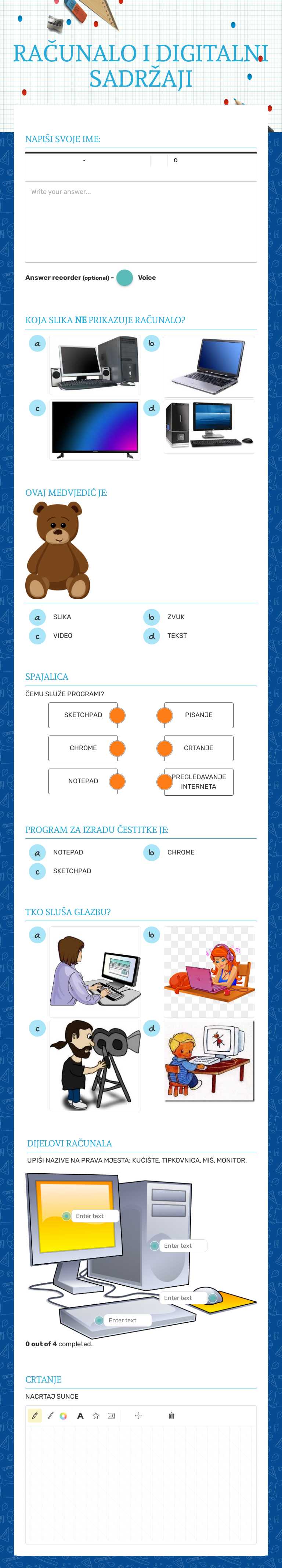 RAČUNALO I DIGITALNI SADRŽAJI worksheet preview