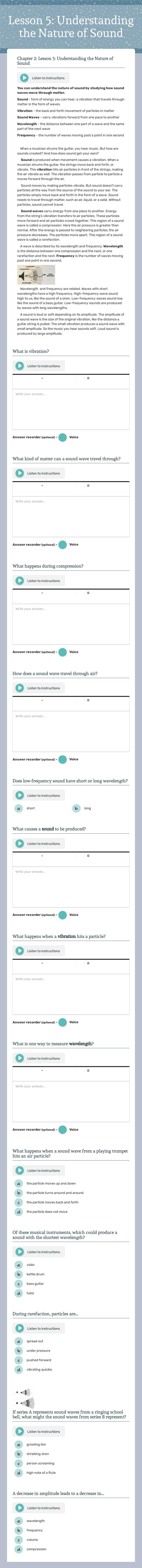 Lesson 5: Understanding the Nature of Sound worksheet preview image