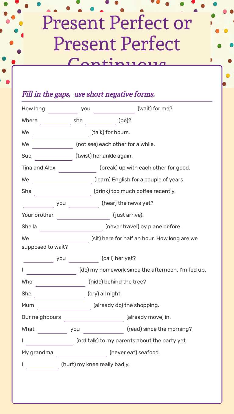 Present   Perfect   or
 Present    Perfect Continuous Grade 10 worksheet preview