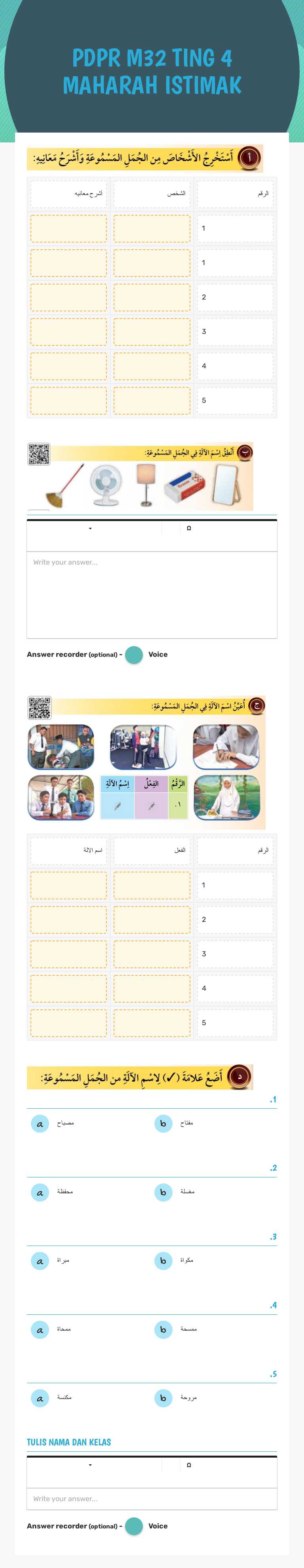 PDPR M32 TING 4 MAHARAH ISTIMAK worksheet preview