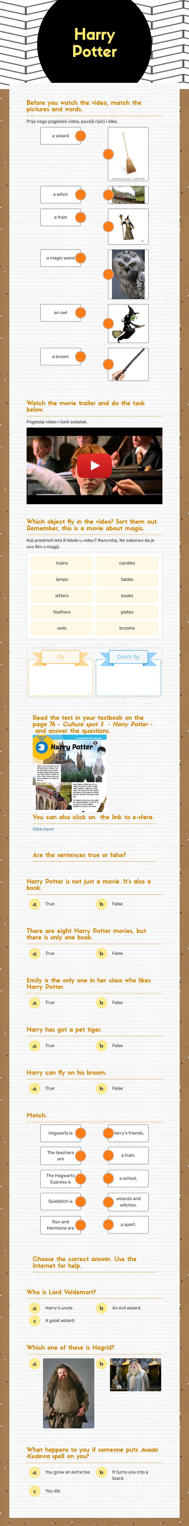 Harry Potter worksheet preview image