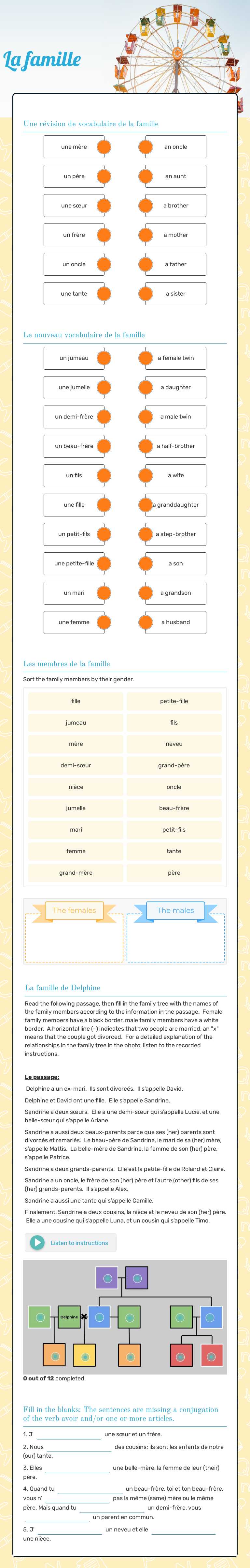 La famille worksheet preview image