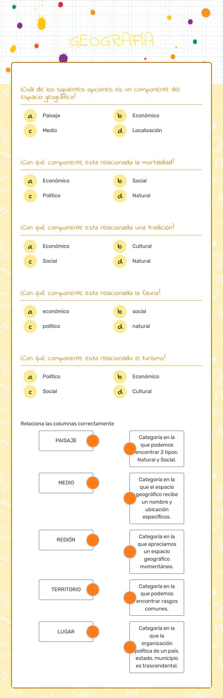 GEOGRAFÍA worksheet preview image