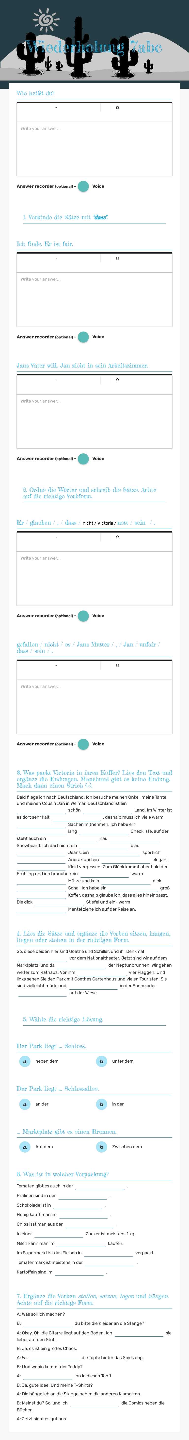 Wiederholung 7abc worksheet preview image