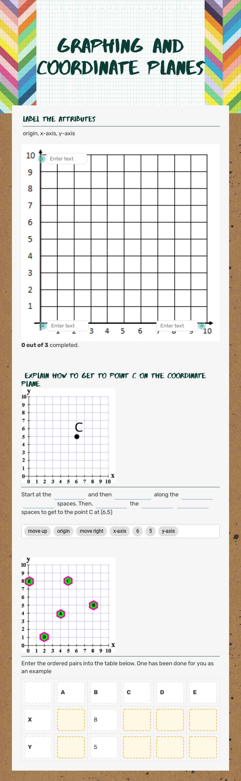 Graphing and Coordinate Planes worksheet preview image