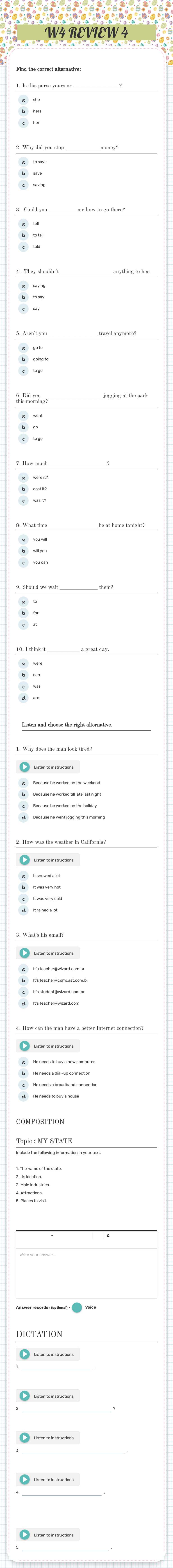 W4  REVIEW 4 worksheet preview image