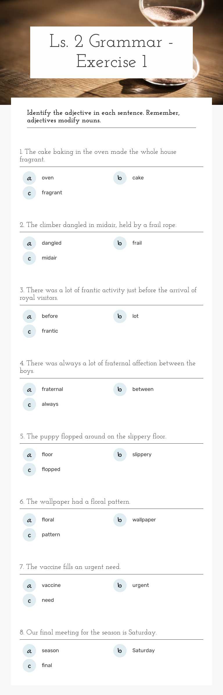 Ls. 2 Grammar - Exercise 1 worksheet preview image