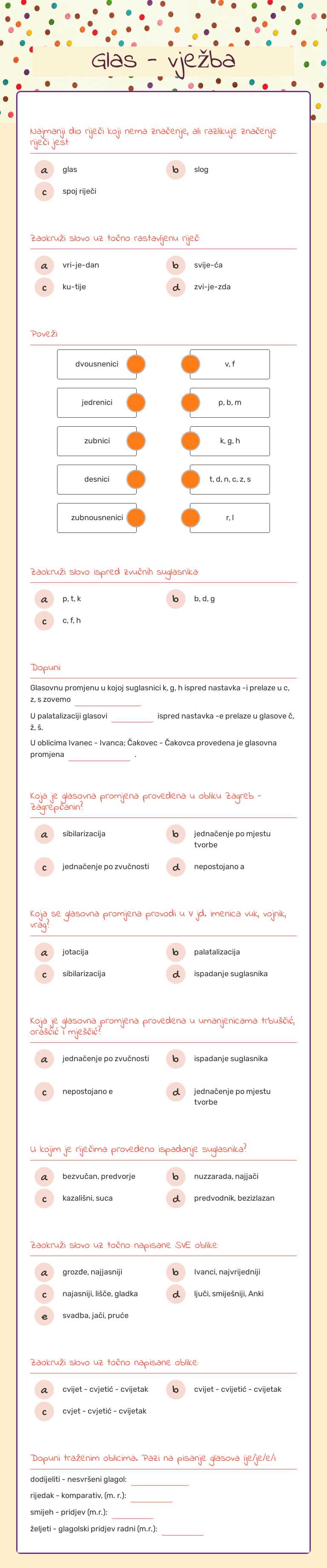 Glas - vježba worksheet preview image